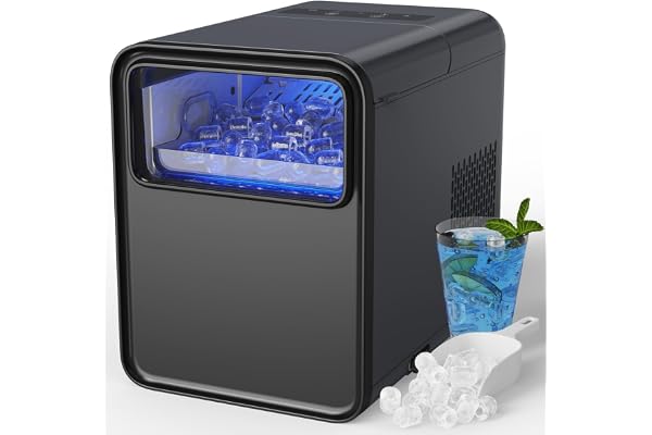 OMISOON Machine a Glacons, 12kg en 24h, 9 Glaçons en 6-8 Minutes, Autonettoyant Machine à Glacons, Machine à Glaçons 2 Tailles de Glace, pour la Maison/Fête/Camping