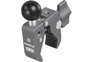 FANAUE Handlebar Base Mount Strong Rod Clamp with 1'' Ball for Rails 0.5" to 2.0" in Diameter, Compatible with RAM Mounts B Size Double Socket Arm & Bike Motorcycle Phone Mount Holder