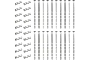GOIYZTTR 20 Paires Vis de Connexion avec Manchons Kit, M3 Vis de Poignée de Porte Métal Connexion Manchon Boulon pour Meuble Poignées de Porte