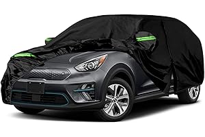 JUDANNA Bâche Voiture Étanche Compatible avec 2016-2022 Kia NIRO/e-NIRO/EV/HEV/PHEV, Housse de Voiture complète Housse Voiture Extérieur Respirante avec Fermeture éclair de Porte et Bandes Coupe-Vent
