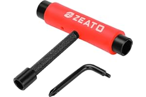 Zeato All-In-One Skate Tools Multi-function Portable Skateboard T Tool Accessory with T-type Allen Key and L-type Phillips Head Wrench Screwdriver