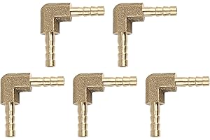 X AUTOHAUX 4mm Hose Barb Elbow 90 Degree Brass Fitting for Air Water Oil 5pcs