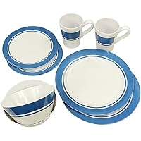 Fridani MDD Melamin Geschirr Blau für 2 Personen, Campinggeschirr 2x Becher 4x Teller 2x Schüssel