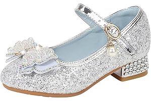 TDEOK Prinzessin Schuhe Mädchen Absatz Blinkende Kinderschuhe Mädchen Weiche Schuhe Für Besondere Anlässe, Taufe, Hochzeit Party Ballerinas Schuhe Taufschuhe Mädchen Baby Mary Jane Schuhe