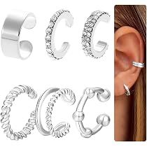 Orecchini lunghi con polsino dell'orecchio della nappa per le donne orecchini con Clip dell'orecchio dell'onda dell'orecchino Piercing del polsino dell'orecchio con strass lucidi del battito cardiaco