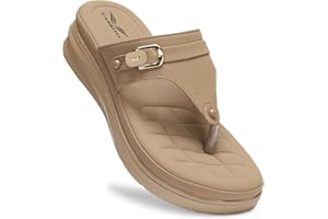 Carrito, Women Wedge Heels Thong Sandals Comfortable Flats Sandals Comfort Orthopaedic Sandals for Women Doctor Slippers/Flip-Flops Arch Support & Heel Cushion Lightweight Anti-Skid Sole Ultra-Cushioned Shock Absorbing Footbed Available in Open Toe & Toe Separator Style