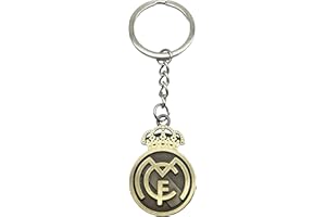 AUTOZOCO Real Madrid CF Schlüsselanhänger aus Metall, Real Madrid Fan-Edition, goldener Schlüsselanhänger mit Emblem von Real Madrid, Schlüsselanhänger aus Metall, goldfarben, gold