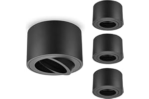 URing Faretto da soffitto Orientabili, Plafoniera a LED a plafone per Modulo LED, 230V Rotonda Faretti Lampada da soffitto Ø80x50mm, Apparecchio spot, lampadina non inclusa, Glassato Nero, Set di 4