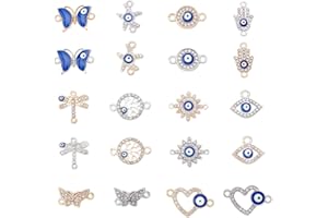 arricraft 40 piezas Conectores de Mal de Ojo, Enlaces de Aleación de Mal de Ojo de Cristal, Colgantes de Conector de Esmalte para Pulsera DIY, Collar, Fabricación de Joyas