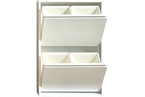 VEEHAUS Küche Mülleimer Für Den Vielseitigen Einsatz Mit Klappen Aus Edelstahl Stilvoller Abfalleimer Für Eine Effiziente Und Praktische Aufbewahrung Weiß (4 x 15 LT - 60 LT)