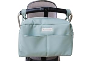 MIMUSELINA Bolso Carrito Polipiel | Bolso Carro Bebe Impermeable de Gran Capacidad | Organización total con 7 bolsillos | Uso en hombro o cochecito sin necesidad de ganchos | Hecho en España
