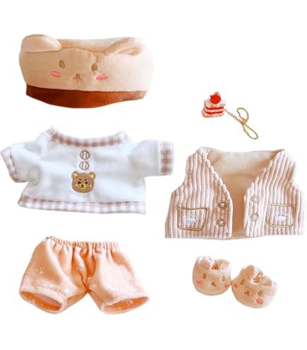 Niannyyhouse Vestiti Per Bambole Di Peluche 20 Cm – Felpa Con Cappuccio E Jeans, Set 2 Pezzi (Rosso)