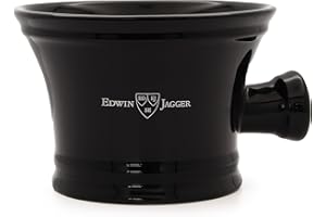 Edwin Jagger RN46 Traditional Porcelain Luxury Shaving Bowl with Handle for Shaving Cream or Shaving Soap for Men and Women (Black)
