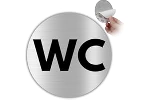 LEIASA | Segnale adesivo WC - Diametro Ø 100 mm - Spessore 0,8 mm - Alluminio - Cartello Bagno - Segno WC - Cartello adesivo 3M Servizi - Segnale WC