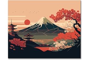TISHIRON DIY Paint by Numbers, Landscape Adults' Paint-by-Number Kits on Canvas, Japanese Style Paint by Numbers Kit for Adults Kids and Beginner, 16X20 Inch Flameless Adult Paint by Numbers