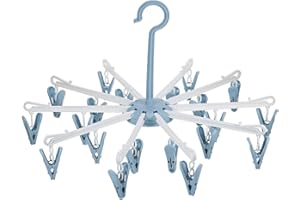 Xinsenke Sockentrockner Wäscheständer Faltbar, Trockenkarussell 20 Clips, Anti-Rutsch Socken Aufhänger für Unterwäsche, Socken, Shorts, Kleidung, Ideal für Bad, Balkon, Camping und Reisen