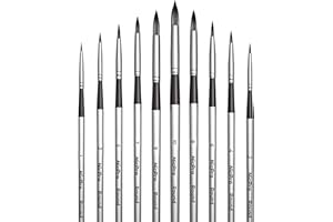 Nicpro 10 PCS Watercolour Paint Brushes, Round Tip Artist Painting Brush Set for Water Color, Acrylic Oil, Gouache, Ink, Detail, Rock, by Number Model Art Paintbrush
