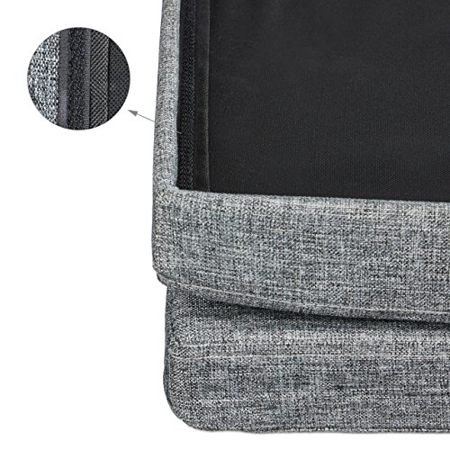 Relaxdays Faltbarer Sitzhocker mit Lehne XL HBT 73 x 114 x 38 cm stabiler Sitzcube als Fußablage Sitzbank und Sitzwürfel aus Leinen als Aufbewahrungsbox mit Stauraum mit Deckel für Wohnraum, grau - 8
