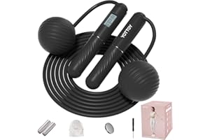 YOTTOY Skipping Ropes for Adults -Cordless Counter Jump Rope with Large Cordless Ball-Weighted Jump Rope for Women with LCD Display