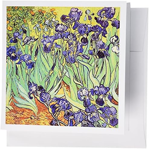 3dRose gc_155630_1 6 x 6-Inch "Irises by Vincent Van Gogh 1889 Purple Flowers Iris Garden Copy of Famous Painting by The Master" Greeting Card