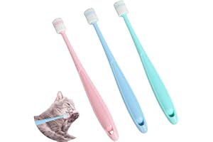 BINXIAOQIN 3 Stück Kleine Katze Zahnbürste,360 Grad Katzen Zahnbürste Weich,Langgriff Katzenzahnbürste für Katzen,Wiederverwendbar Hundezahnbürste für Kleine Hunde,Haustiere Silikon Toothbrush,für Dogs,Katzen
