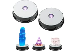 CDIYTOOL Colorful Led Light Display Base, Display Stand for Crystals Glass Art Figurine Merchandise, Lighted Seven Color Changing Lights Display Holder 3 AAA Batteries Powered (Black,2 Pieces)