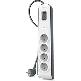 Belkin Surgemaster 4'l&uuml; priz, y&uuml;ksek gerilim korumalı (2 m kablo) beyaz/gri BSV400vf2M