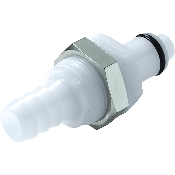 COLDER COUPLER: POLYPROPYLENE, ¼ IN, INSERT X TUBE, SHUT-OFF, 1 13/16