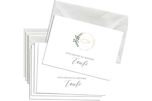 ‎BRIEFZAUBER Briefzauber 12x Einladungskarten Taufe mit 12x Umschlägen | Din A6 Set mit Einfüllhilfen | Motiv: Minimal