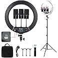 Cantonape 18 inch LED Ring Light with Adjustable Tripod Stand, 3 Light Modes, USB Powered, Wireless Remote, Black