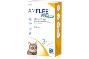 AMFLEE Combo Flohmittel für Katzen, 50 mg/60 mg Lösung zum Auftropfen für Katzen mit Fipronil und (S)-Methopren, 3 Einzeldosis-Pipetten
