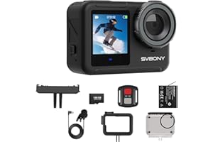 SVBONY SVGo3 Action Camera, 4K 60FPS, 128GB Memory Card, Magnetic Quick Release, 1/2.7 Inch Sensor, Waterproof to 12M (without Case), EIS 2.0, 2 Batteries (1800mAh) and Accessories