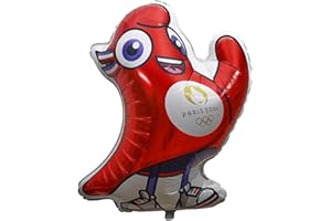 PARIS 2024 CMP, CJO8005, Ballon Aluminium 3D Mascotte Gm 100 cm, Produit Officiel sous Licence, Décorations de fête, Gonfler avec une paille ou une pompe à ballon, Déco thème Sports, Anniversaire