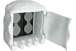 vidaXL Borne Electrique de Jardin Imitation Pierre avec Télécommande Prise