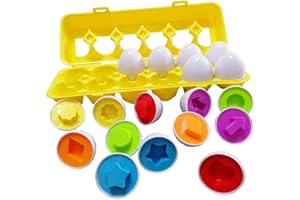 Sipobuy Pasujące puzzle, pedagogiczne, geometryczne zabawki, 12 sztuk, różne kolory, kształty, rozpoznawanie, zestaw do przedszkola, do nauki Montessori, puzzle dla małych dzieci