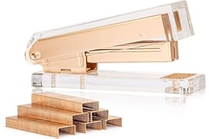 SIRMEDAL Elegante ultraklare Acryl Mattgold hefter mit 1000 Heftklammern (Hefter)