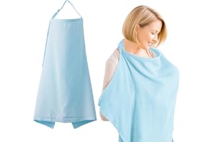 TULEBOLIAN Tablier d'Allaitement, Couverture d'allaitement en mousseline pour bébé, Cape Allaitement,Grande housse d'allaitement, 75 * 95cm, Cache Allaitement, Respirante, Douce, Multi (Bleu)