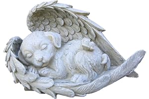 Camidy Pet Memorial Statue, Pet Loss Gifts, Pet Memorial Stone Tombstone Grave Maker Cat Sleeping in Angle Wing Statue Sympathy Gift