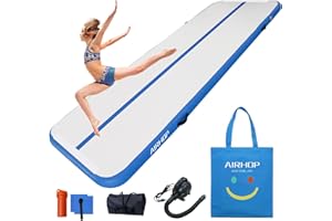 AIRHOP Gymnastics Tumbling Mat 4/8 Inches Thick, 10ft/13ft/16ft/20ft Inflatable Gymnastics Training Mat for Kids Home Use, Gym, Cheerleading with Electric Pump