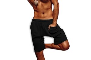 NANAMEEI Men's Summer Casual Cotton Shorts Mens Cotton Shorts with Pockets Mens Drawstring Shorts