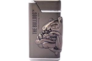 The Bulldog Amsterdam Briquet Tempête Gaz Réglable Rechargeable Gas Lighter (Gris)