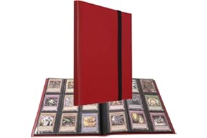 Senbeeda Album na karty kolekcjonerskie, 360 przegródek z otworem bocznym, wytrzymałe teczki kolekcjonerskie (czerwone)