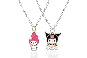 BJPERFMS Collana Sanrio, 2PCS Collane Bff, Necklace Kuromi Melody, Gioielli Sanrio, Collane Bambina, Amicizia Collana con Ciondolo, Regalo per Figlia, Donna, Migliore Amica
