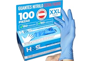 ISC Hygiene & Safety 100 Guantes de Nitrilo, sin polvo, 100 piezas desechables, sin látex, sin polvo * ACCIÓN * REBAJADOS * (XXL, azul EXTRA STRONG)