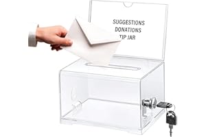 YOYIAG Boîte de rangement verrouillable en acrylique pour urne de vote, boîte à souvenirs avec clé, boîte à propositions en acrylique pour votes, loteries, concours