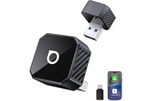 OTTOCAST Mini Pot 2026, Adaptador inalámbrico 2 en 1 para CarPlay y Android Auto, Compatible iOS 10+/Android 11+ y Coches con Carplay Desde 2016, Plug & Play, USB-A/Tipo C, Actualización OTA, Negro