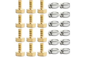 Bwintech Lot de 12 raccords cannelés 1/2" BSP femelle x 8 mm avec 12 colliers de serrage