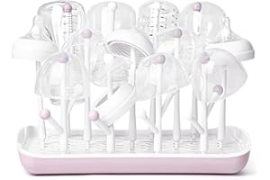 Termichy Baby Bottle Drying Rack, Baby Bottle Rack with Large Capacity for Bottles, Dry Rack with Removable Water Tray (Pink)