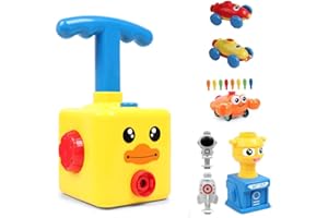 HOWADE Balloon Powered Launch Car,Inflatable balloon car toy pump set, Hand Push Air Power Balloon Racer Vehicle Car Toy for Kids/Toddlers Gift