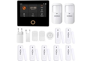 TECPEAK Sistema de Alarma Doméstica Inalámbrica, Alarma Casa WiFi/GSM/4G con Seguridad Sirena Proporciona un Modo Altamente Eficaz para Proteger tu hogar y Oficina (S1) (S1-Blanco)